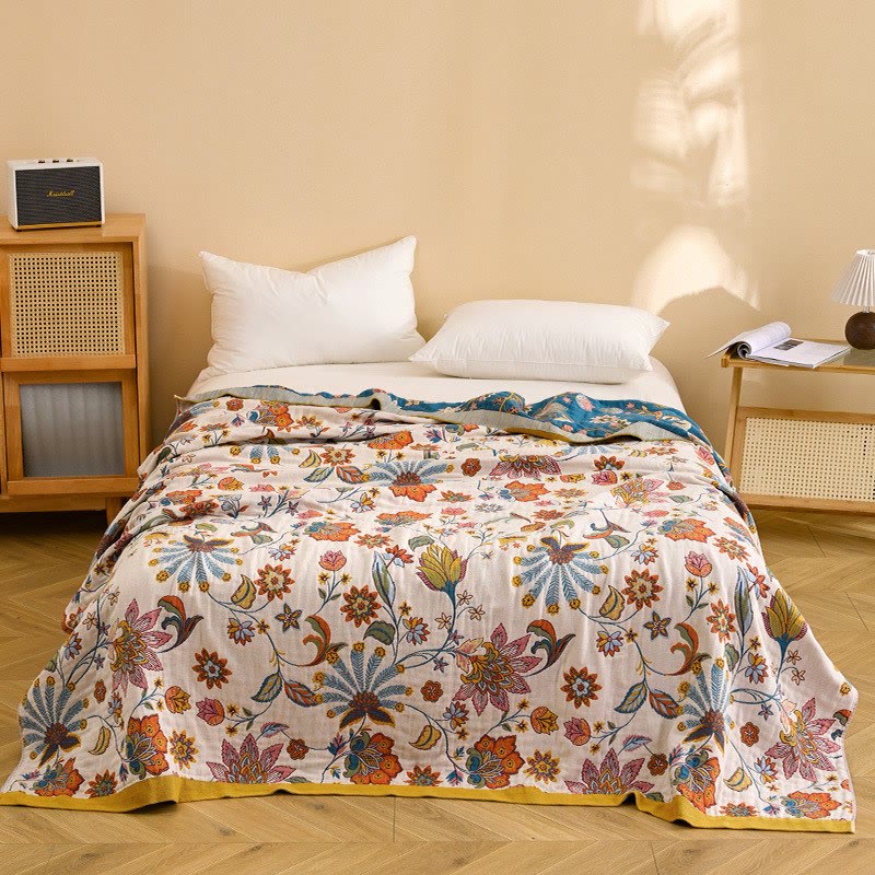 Ownkoti Reversible Floral Cotton Gauze Quilt Blanket - King - image 0