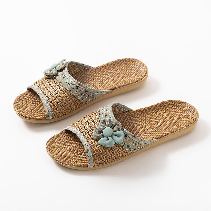 Ownkoti Floral Rattan Straw Slides House Slippers - image 12