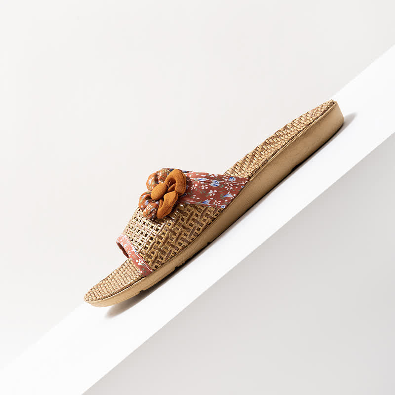 Ownkoti Floral Rattan Straw Slides House Slippers - image 6