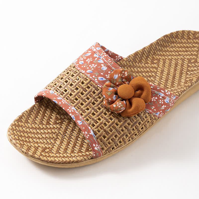 Ownkoti Floral Rattan Straw Slides House Slippers - image 7