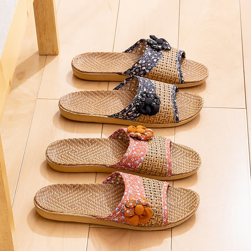 Ownkoti Floral Rattan Straw Slides House Slippers - image 2