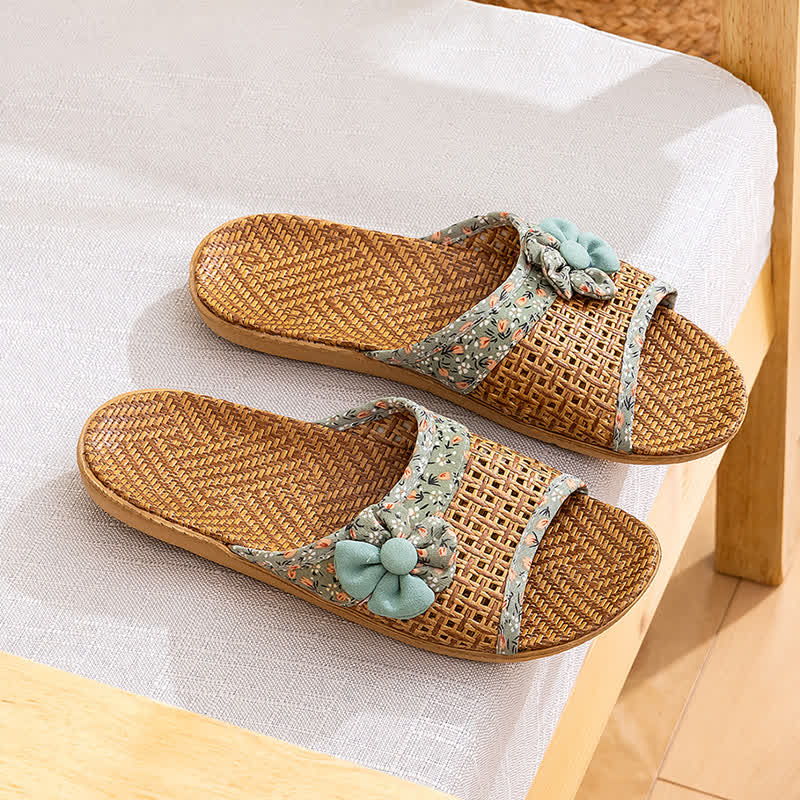 Ownkoti Floral Rattan Straw Slides House Slippers - image 11
