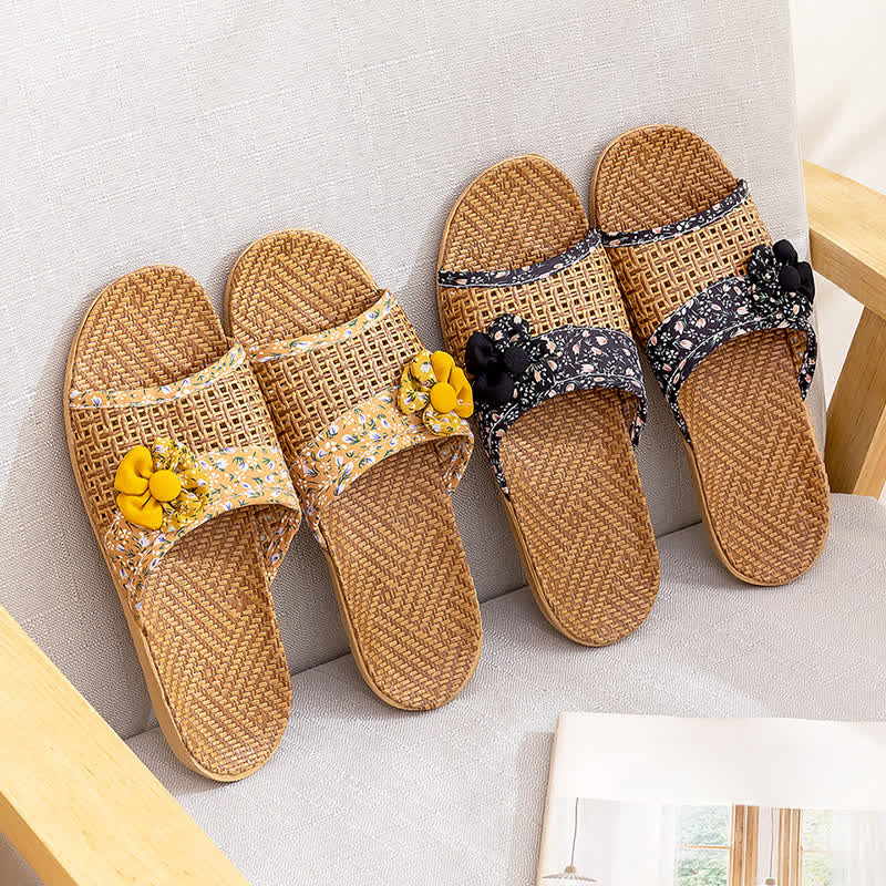 Ownkoti Floral Rattan Straw Slides House Slippers - image 3