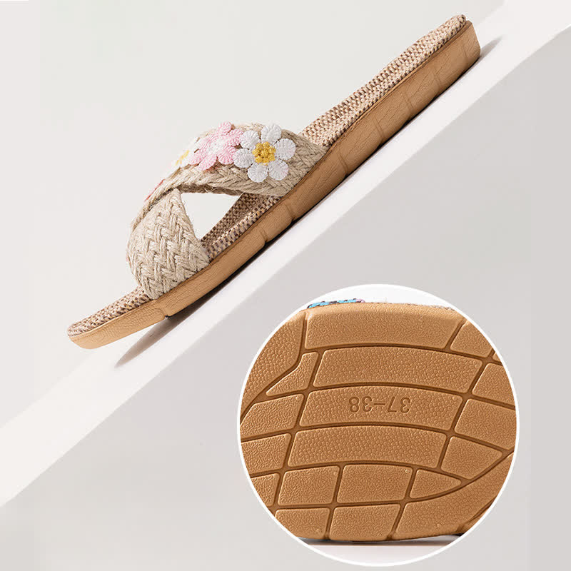 Ownkoti Cross-Band Woven Straw Slides Slippers - image 8