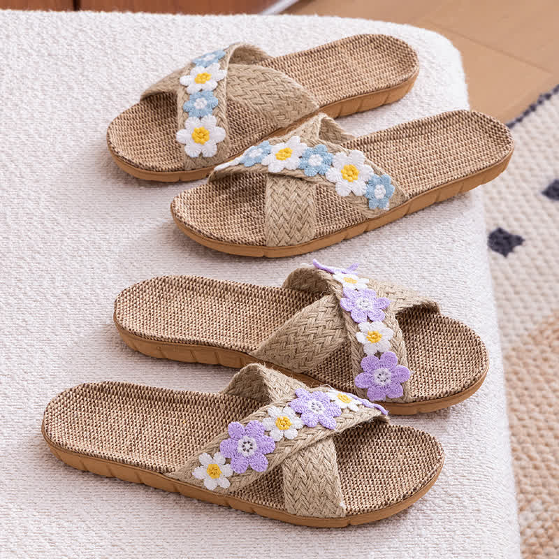 Ownkoti Cross-Band Woven Straw Slides Slippers - image 0