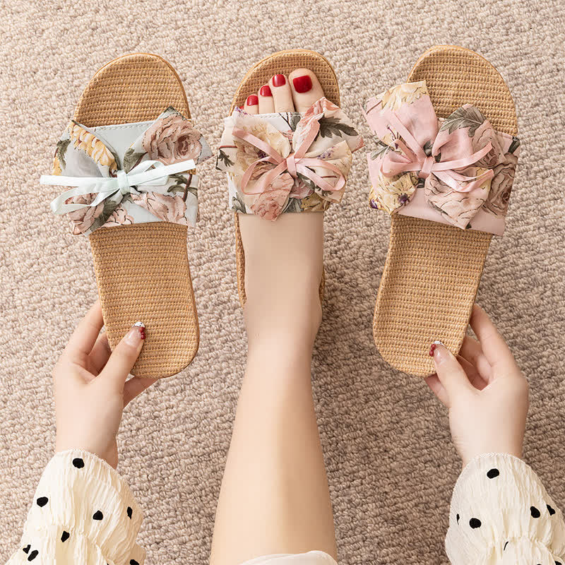 Ownkoti French Romantic Floral Linen Slippers  - image 4