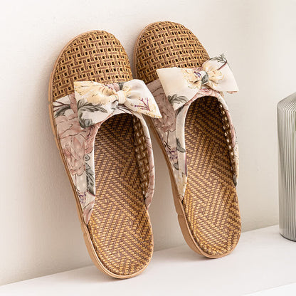 Ownkoti  Vintage Floral Rattan Lightweight Slippers  - Beige - L - image 4