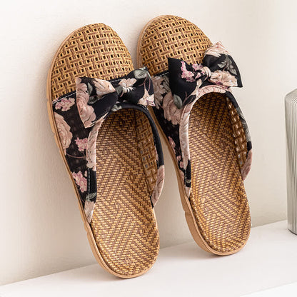 Ownkoti  Vintage Floral Rattan Lightweight Slippers  - Black - L - image 12