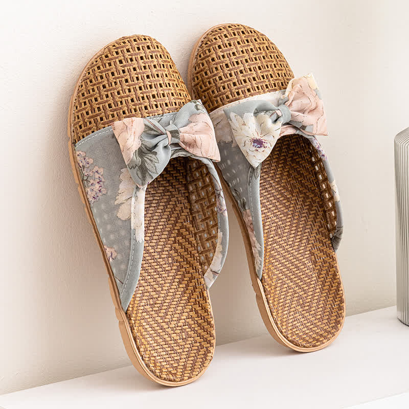 Ownkoti  Vintage Floral Rattan Lightweight Slippers  - Lake Blue - L - image 11