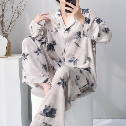 Ownkoti Ink Wash Floral Butterfly Pajama Set - Beige - XXL - image 0