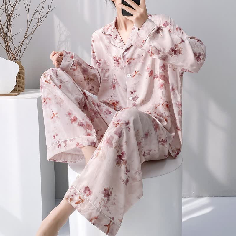 Ownkoti Pink Ink Wash Floral Pajama Set - Pink - XXL - image 0