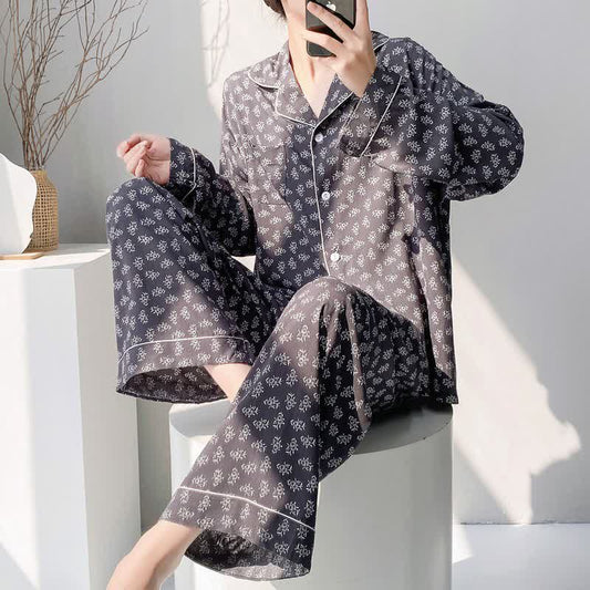 Ownkoti Vintage Rustic Floral Pajama Set - Navy Blue - XXL - image 0