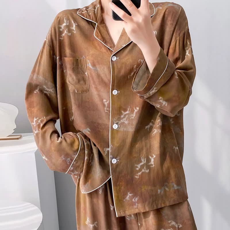 Ownkoti Vintage Horse Pattern Pajama Set - image 2
