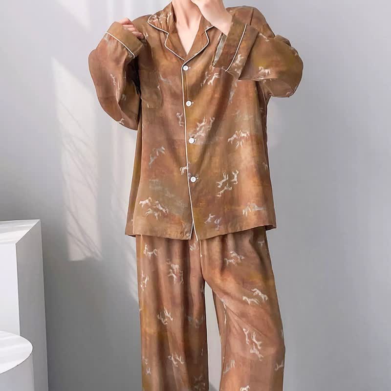 Ownkoti Vintage Horse Pattern Pajama Set - image 1