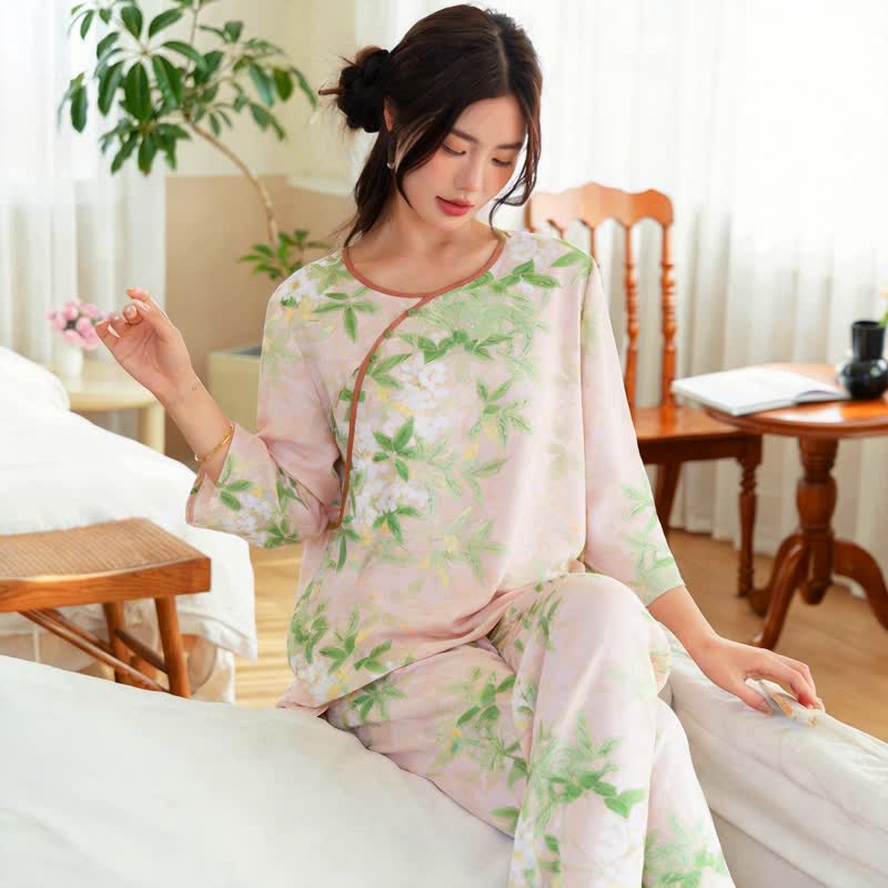 Ownkoti Oriental Floral & Leaf Pajama Set - image 3