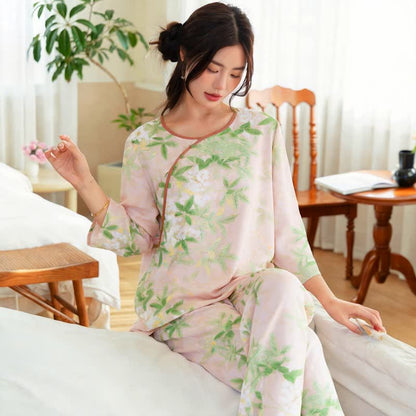 Ownkoti Oriental Floral & Leaf Pajama Set - image 3
