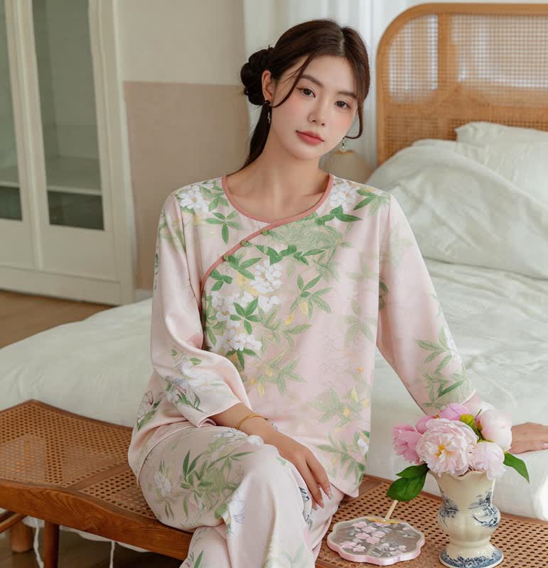 Ownkoti Oriental Floral & Leaf Pajama Set - image 2