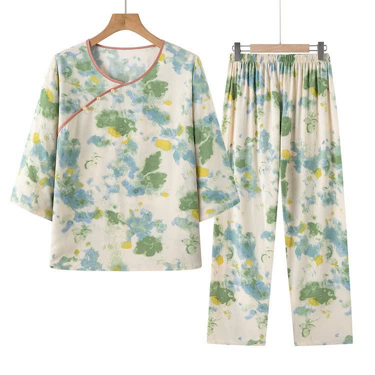 Ownkoti Oriental Artistic Watercolor Pajama Set - image 6