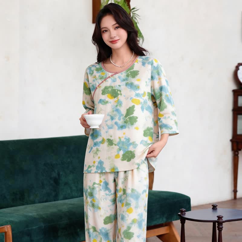 Ownkoti Oriental Artistic Watercolor Pajama Set - image 3