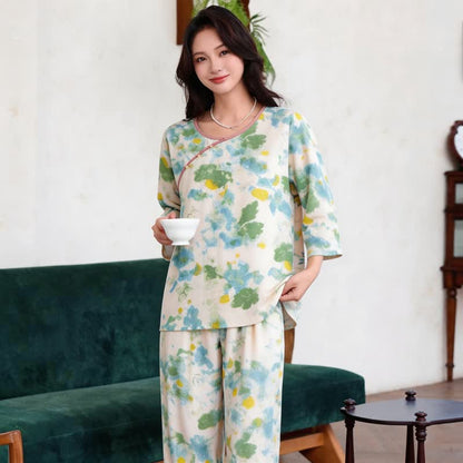 Ownkoti Oriental Artistic Watercolor Pajama Set - image 3