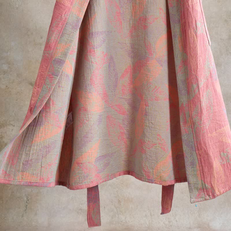 Ownkoti Artistic Leaf Short Sleeve Cotton Robe - image 2