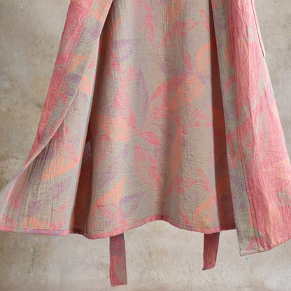 Ownkoti Artistic Leaf Short Sleeve Cotton Robe - image 2