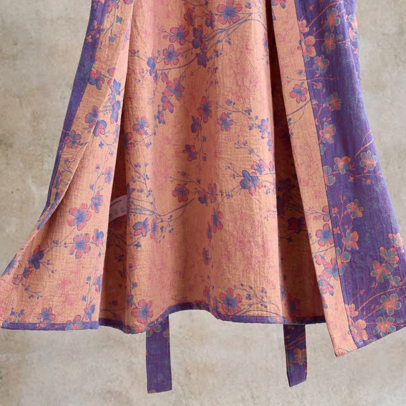 Ownkoti Branch & Floral Short Sleeve Cotton Robe - image 4