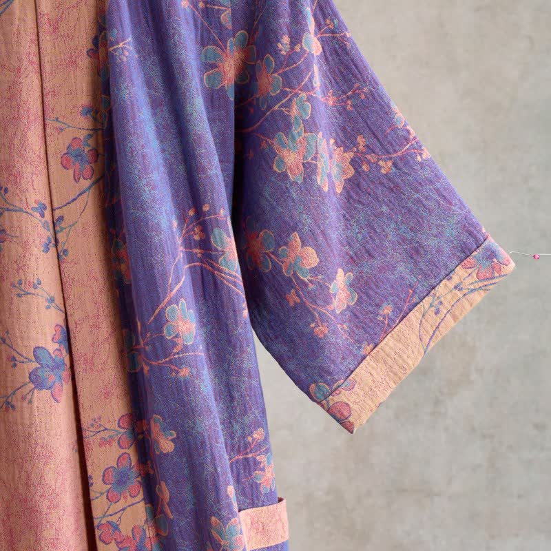 Ownkoti Branch & Floral Short Sleeve Cotton Robe - image 3