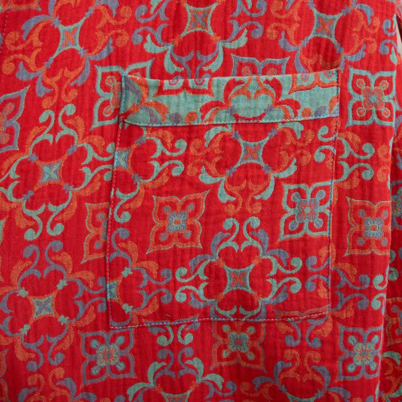 Ownkoti Vintgae Pattern Short Sleeve Cotton Robe - image 5