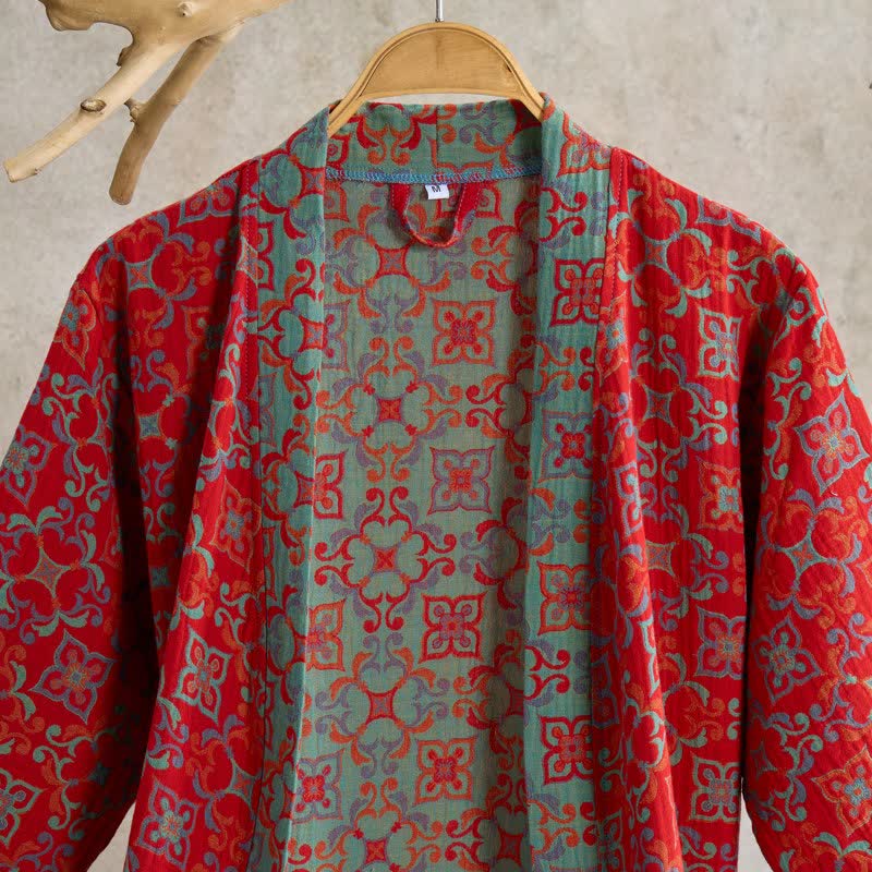 Ownkoti Vintgae Pattern Short Sleeve Cotton Robe - image 1