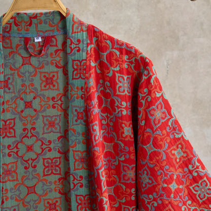 Ownkoti Vintgae Pattern Short Sleeve Cotton Robe - image 2