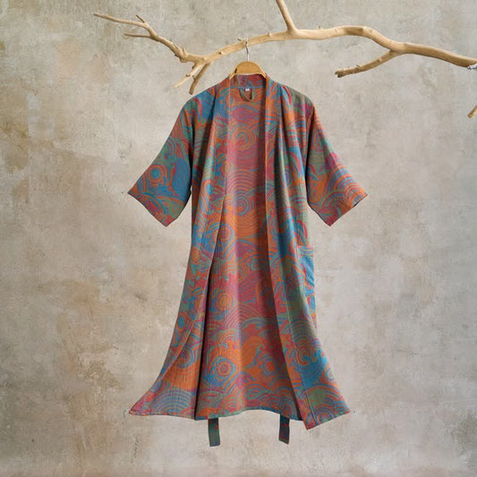 Ownkoti Vintgae Cloud Short Sleeve Cotton Robe - Multicolor - XL - image 0