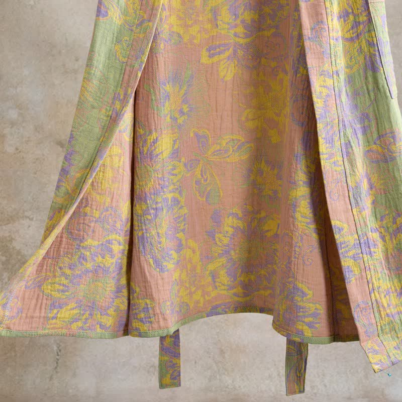 Ownkoti Artistic Floral Short Sleeve Cotton Robe - image 5