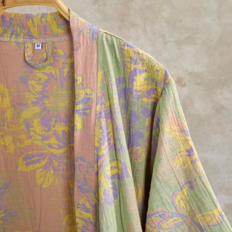 Ownkoti Artistic Floral Short Sleeve Cotton Robe - image 4