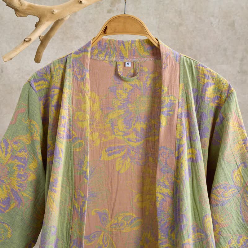 Ownkoti Artistic Floral Short Sleeve Cotton Robe - image 3