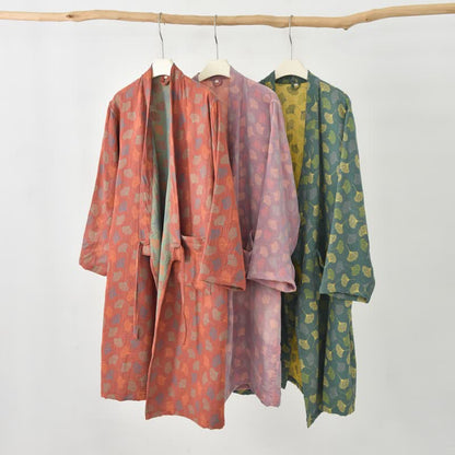 Ownkoti Ginkgo Leaf Cotton Gauze Yukata Robe - image 2