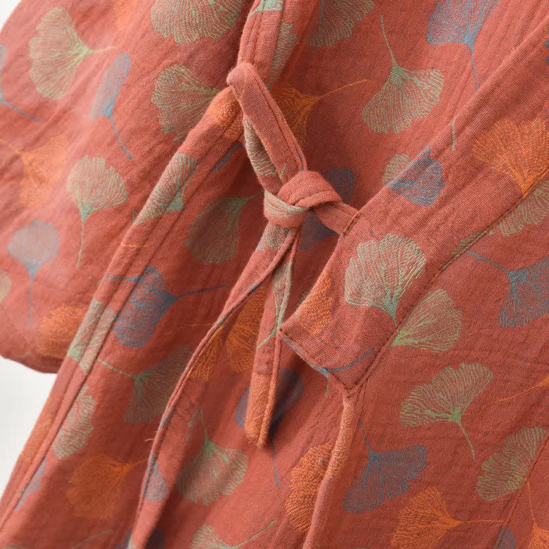 Ownkoti Ginkgo Leaf Cotton Gauze Yukata Robe - image 9