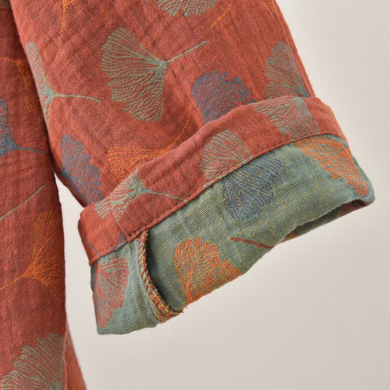 Ownkoti Ginkgo Leaf Cotton Gauze Yukata Robe - image 8