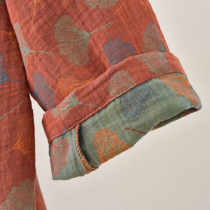 Ownkoti Ginkgo Leaf Cotton Gauze Yukata Robe - image 8