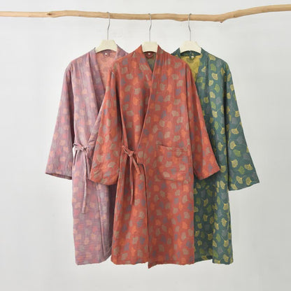 Ownkoti Ginkgo Leaf Cotton Gauze Yukata Robe - image 0