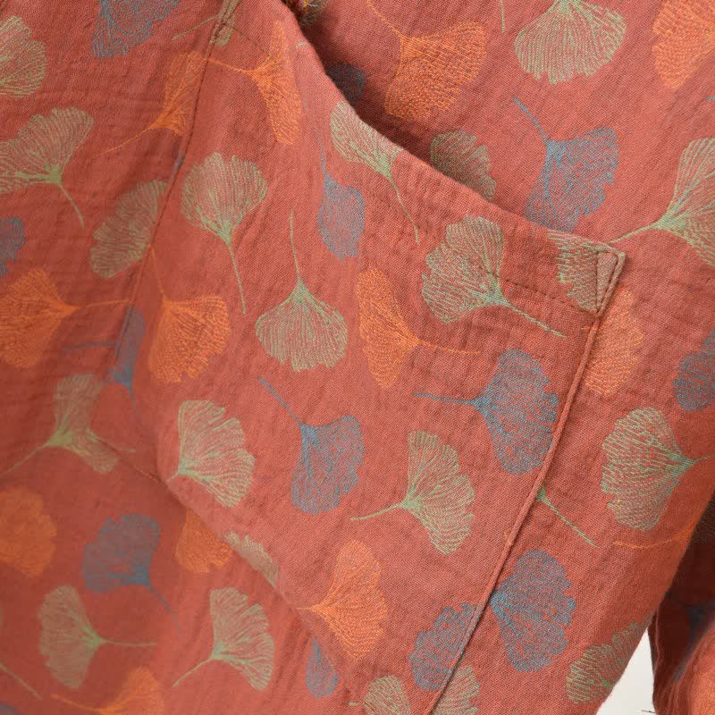 Ownkoti Ginkgo Leaf Cotton Gauze Yukata Robe - image 11