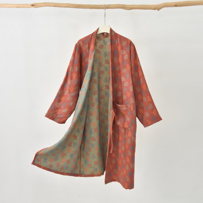 Ownkoti Ginkgo Leaf Cotton Gauze Yukata Robe - image 6