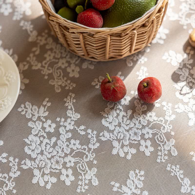 Ownkoti Floral Jacquard Lace Scalloped Edge Tablecloth - image 9