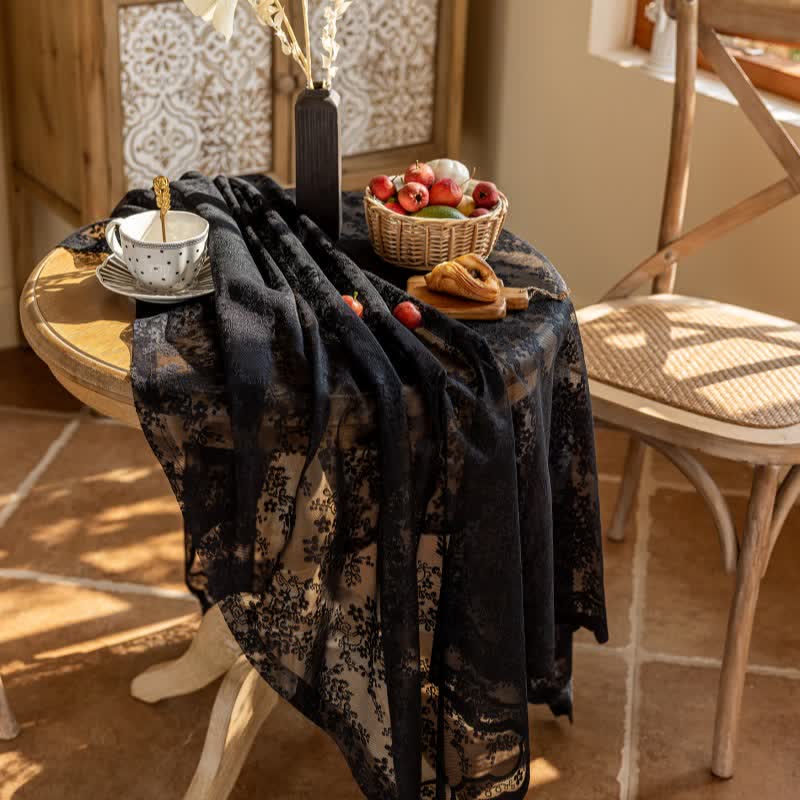 Ownkoti Floral Jacquard Lace Scalloped Edge Tablecloth - image 15