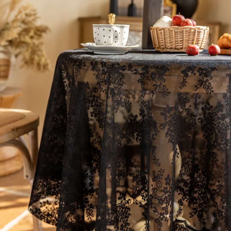 Ownkoti Floral Jacquard Lace Scalloped Edge Tablecloth - image 16