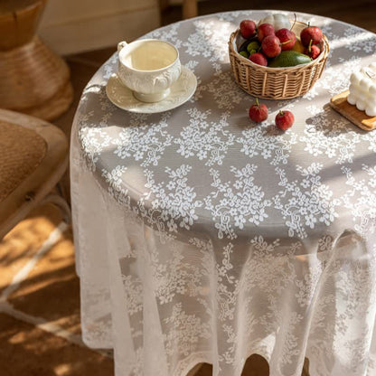 Ownkoti Floral Jacquard Lace Scalloped Edge Tablecloth - image 6