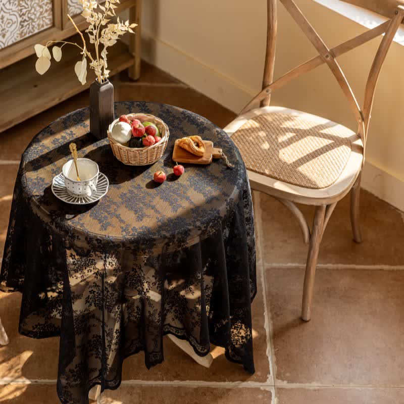 Ownkoti Floral Jacquard Lace Scalloped Edge Tablecloth - image 14