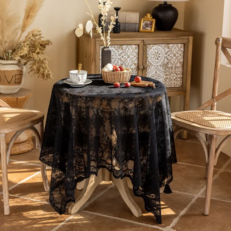 Ownkoti Floral Jacquard Lace Scalloped Edge Tablecloth - image 13