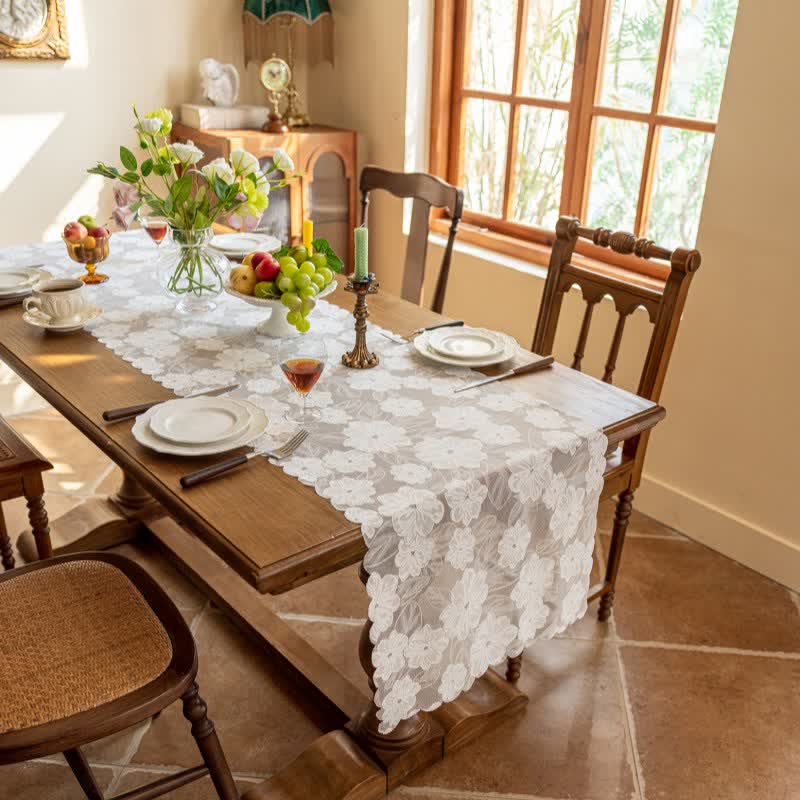 Ownkoti Camellia Jacquard Lace Table Runner - image 1