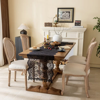 Ownkoti Floral Leaf Lace Tassel Table Runner - image 8